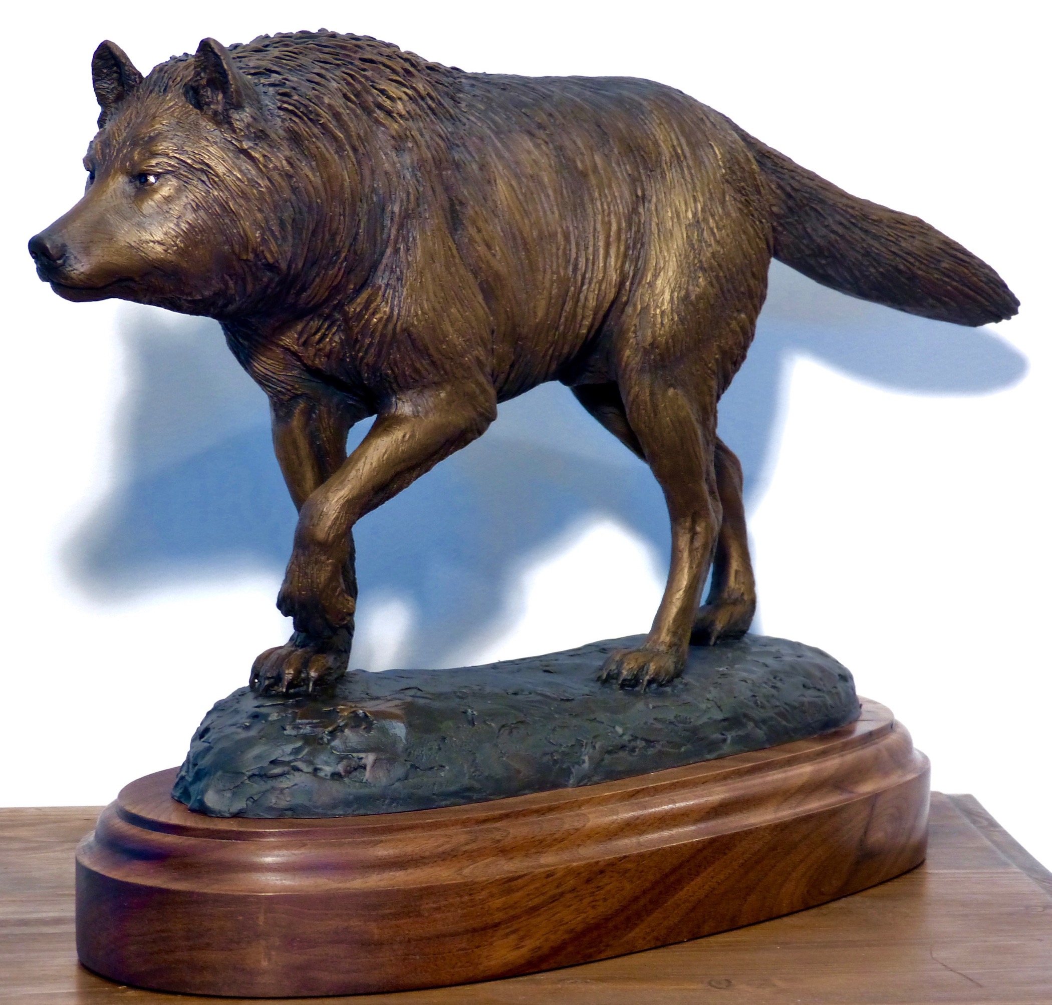 Wolf, Bronze Sculpture Tom Hjorleifson